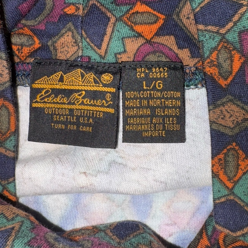 Eddie Bauer Vintage Multicolor Geometric Mock Neck Top Large - Picture 5 of 5